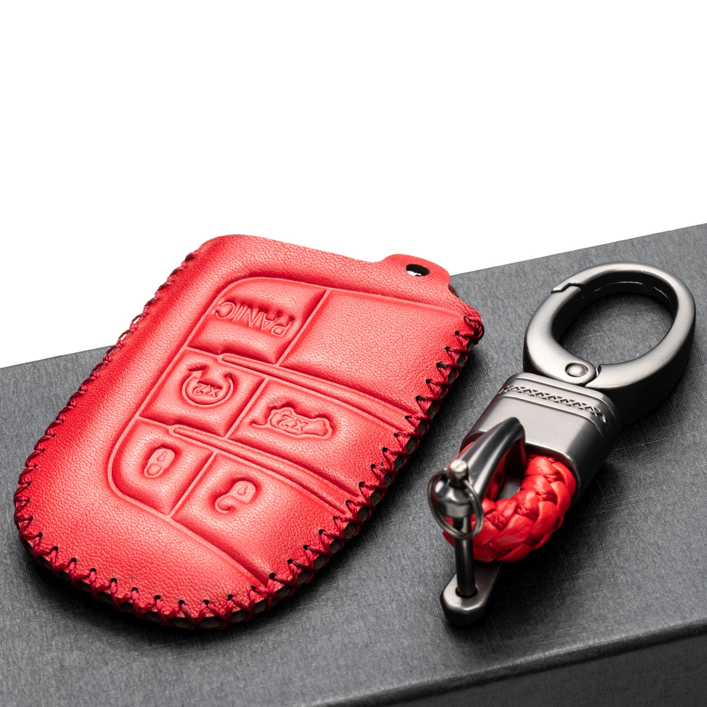 Vitodeco Leather Key Fob Case Compatible for JEEP, Dodge, Chrysler, 3 to 5-Button