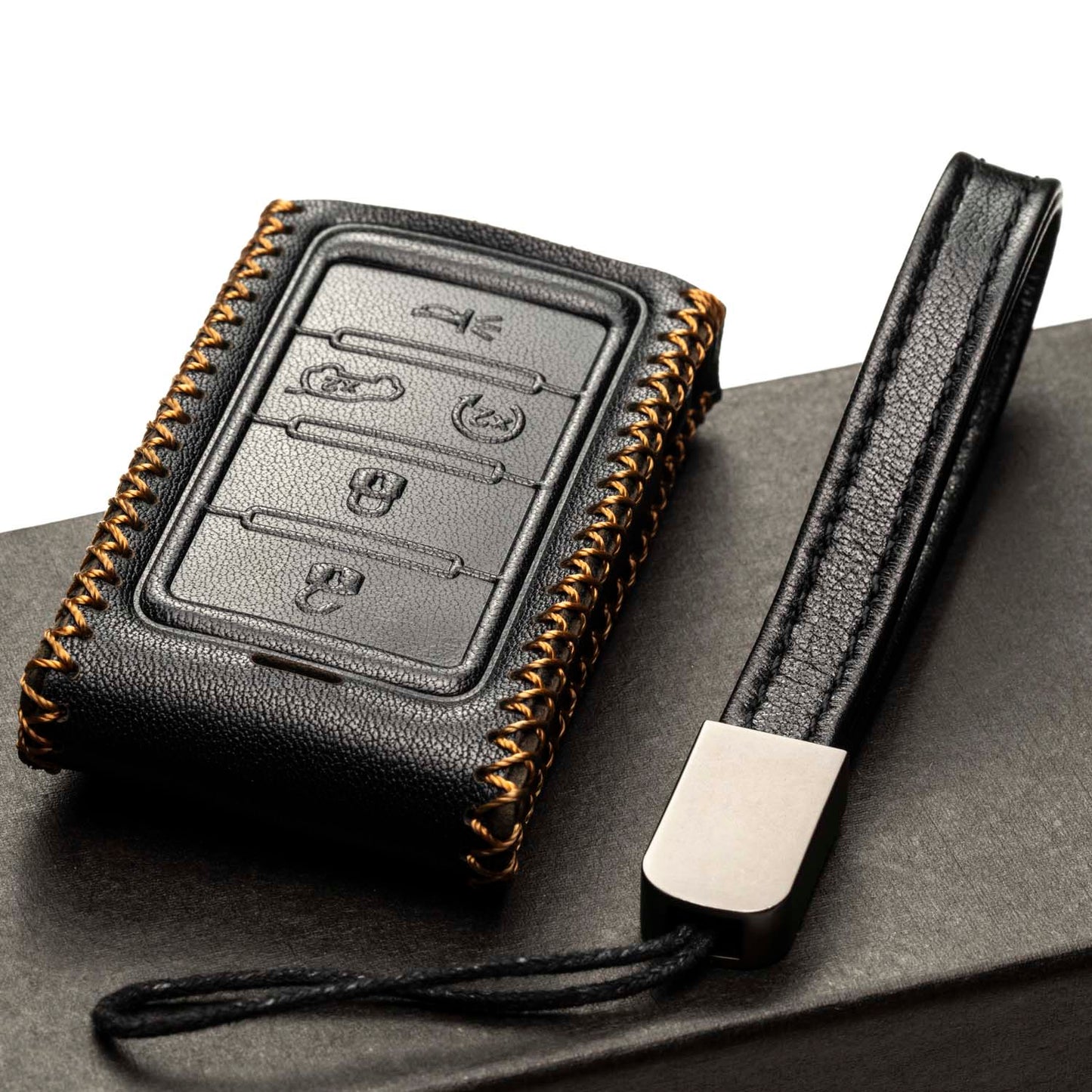 Vitodeco Leather Key Fob Case Compatible for Jeep Wagoneer, Jeep Grand Wagoneer, Jeep Grand Cherokee 2022-2025, 5-Button