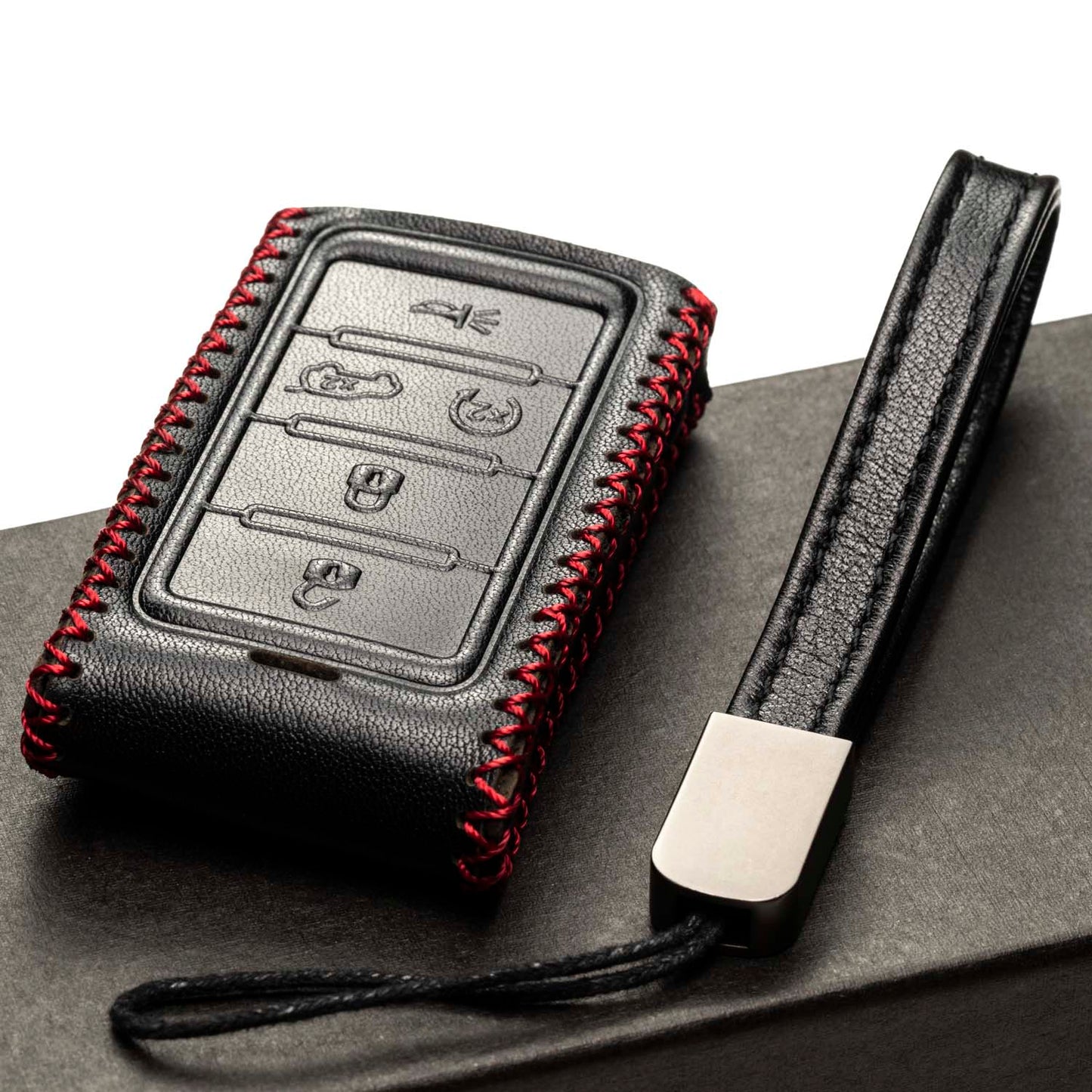 Vitodeco Leather Key Fob Case Compatible for Jeep Wagoneer, Jeep Grand Wagoneer, Jeep Grand Cherokee 2022-2025, 5-Button