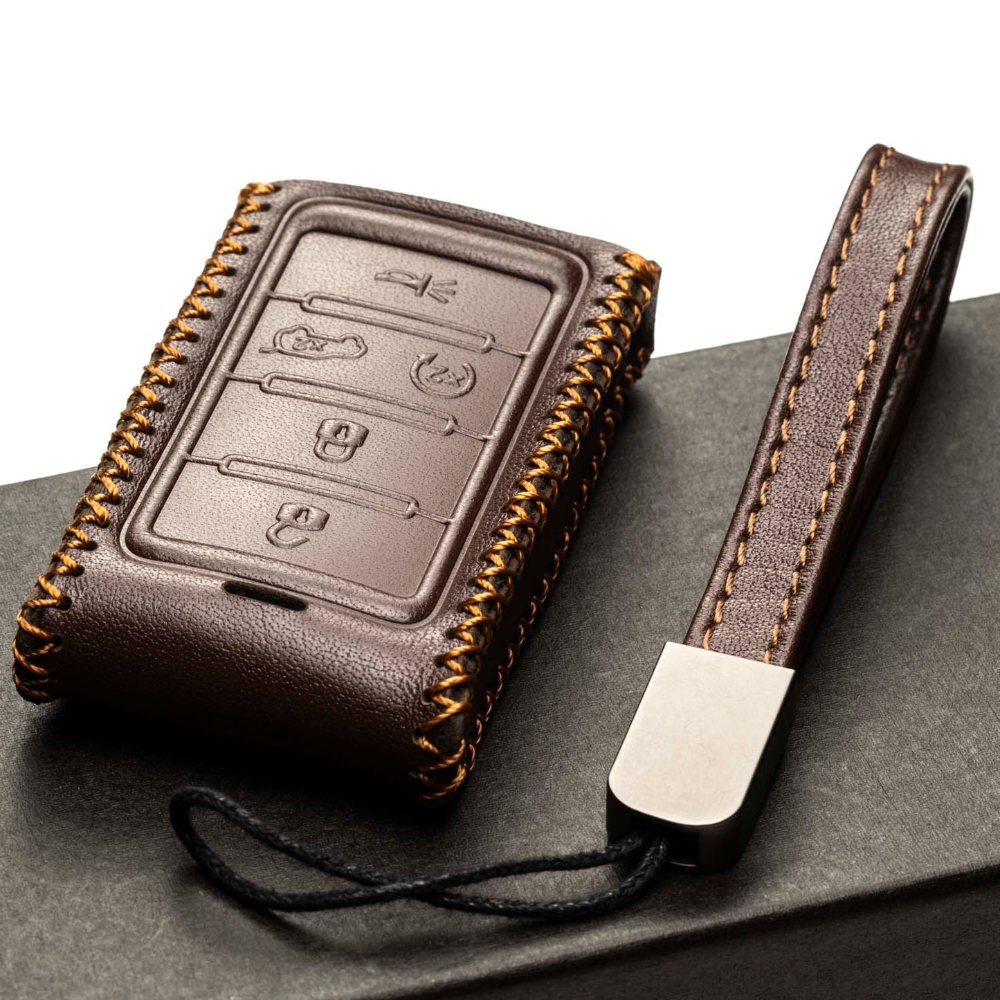 Vitodeco Leather Key Fob Case Compatible for Jeep Wagoneer, Jeep Grand Wagoneer, Jeep Grand Cherokee 2022-2025, 5-Button