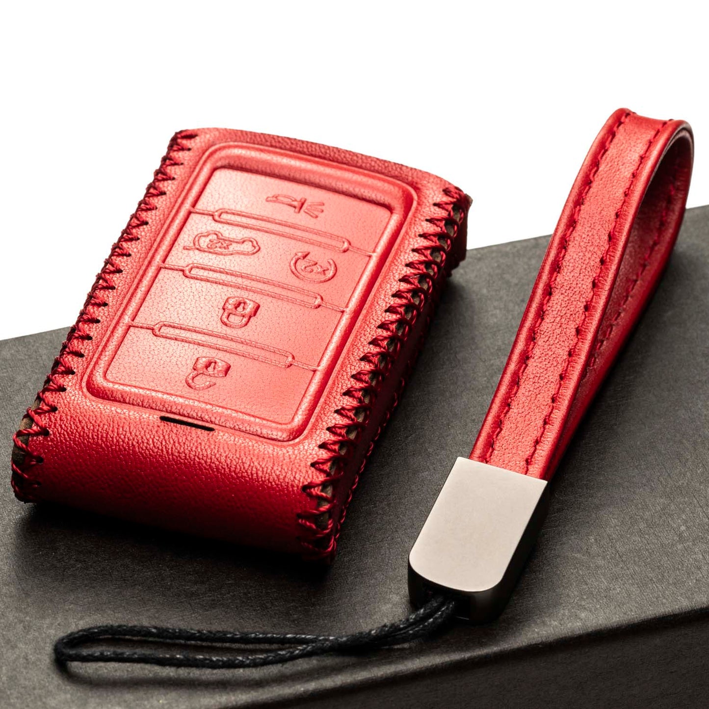 Vitodeco Leather Key Fob Case Compatible for Jeep Wagoneer, Jeep Grand Wagoneer, Jeep Grand Cherokee 2022-2025, 5-Button