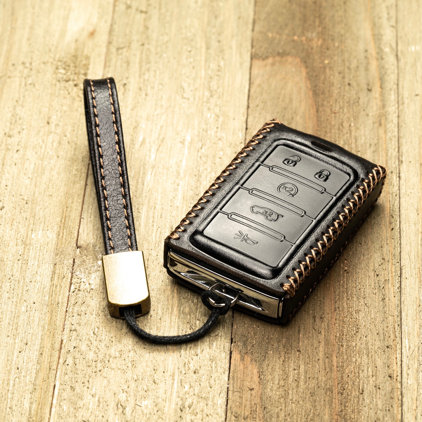 Vitodeco Superior Leather Key Fob Case Compatible for Jeep Wagoneer, Jeep Grand Wagoneer, Jeep Grand Cherokee 2022-2024, New 5-Button