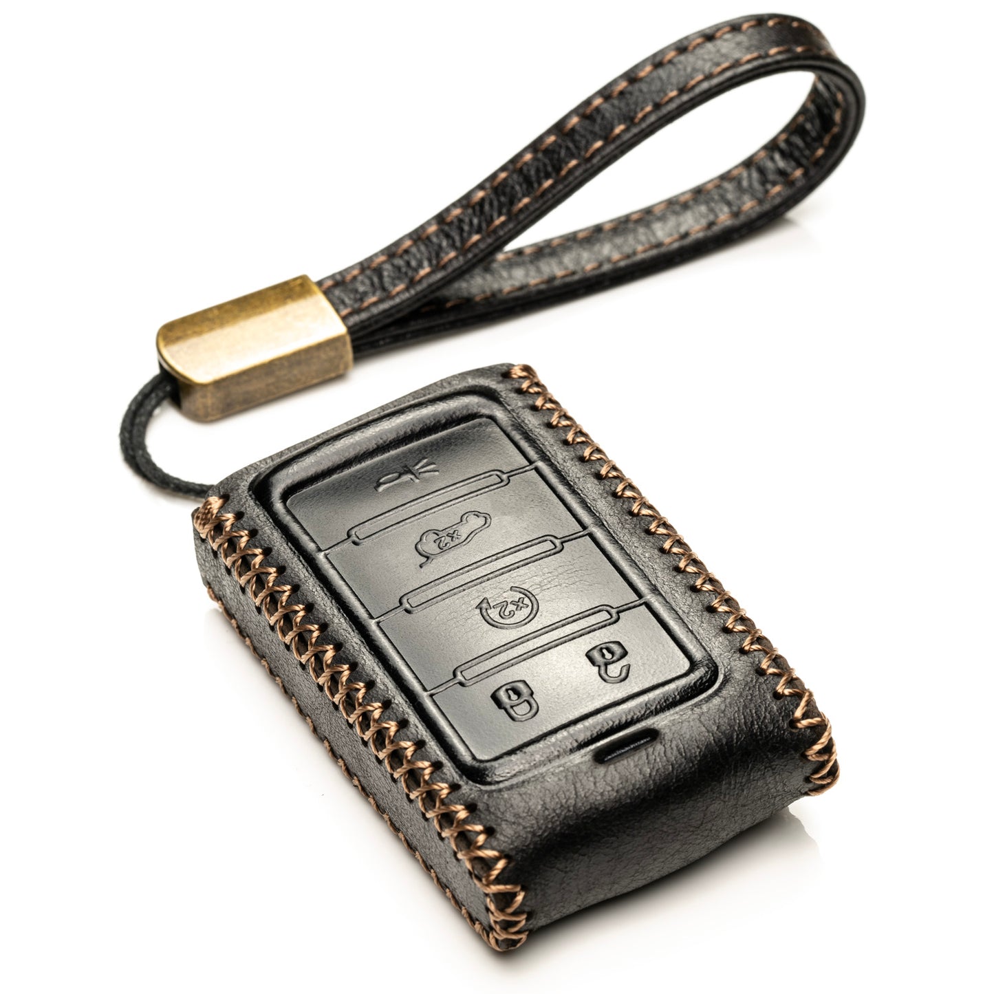 Vitodeco Superior Leather Key Fob Case Compatible for Jeep Wagoneer, Jeep Grand Wagoneer, Jeep Grand Cherokee 2022-2024, New 5-Button