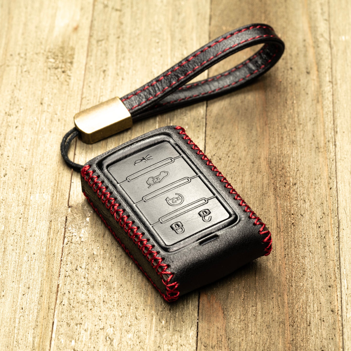 Vitodeco Superior Leather Key Fob Case Compatible for Jeep Wagoneer, Jeep Grand Wagoneer, Jeep Grand Cherokee 2022-2024, New 5-Button