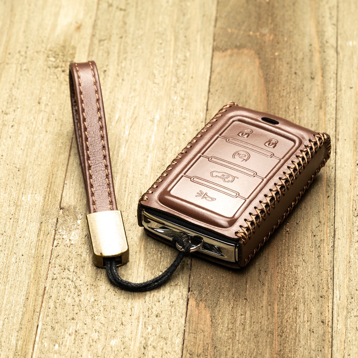 Vitodeco Superior Leather Key Fob Case Compatible for Jeep Wagoneer, Jeep Grand Wagoneer, Jeep Grand Cherokee 2022-2024, New 5-Button