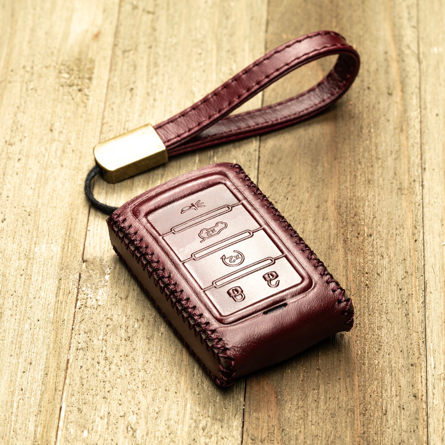 Vitodeco Superior Leather Key Fob Case Compatible for Jeep Wagoneer, Jeep Grand Wagoneer, Jeep Grand Cherokee 2022-2024, New 5-Button