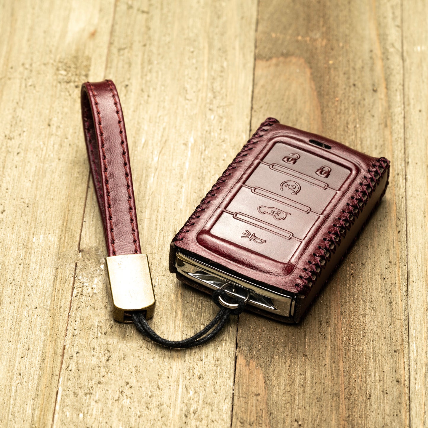 Vitodeco Superior Leather Key Fob Case Compatible for Jeep Wagoneer, Jeep Grand Wagoneer, Jeep Grand Cherokee 2022-2024, New 5-Button
