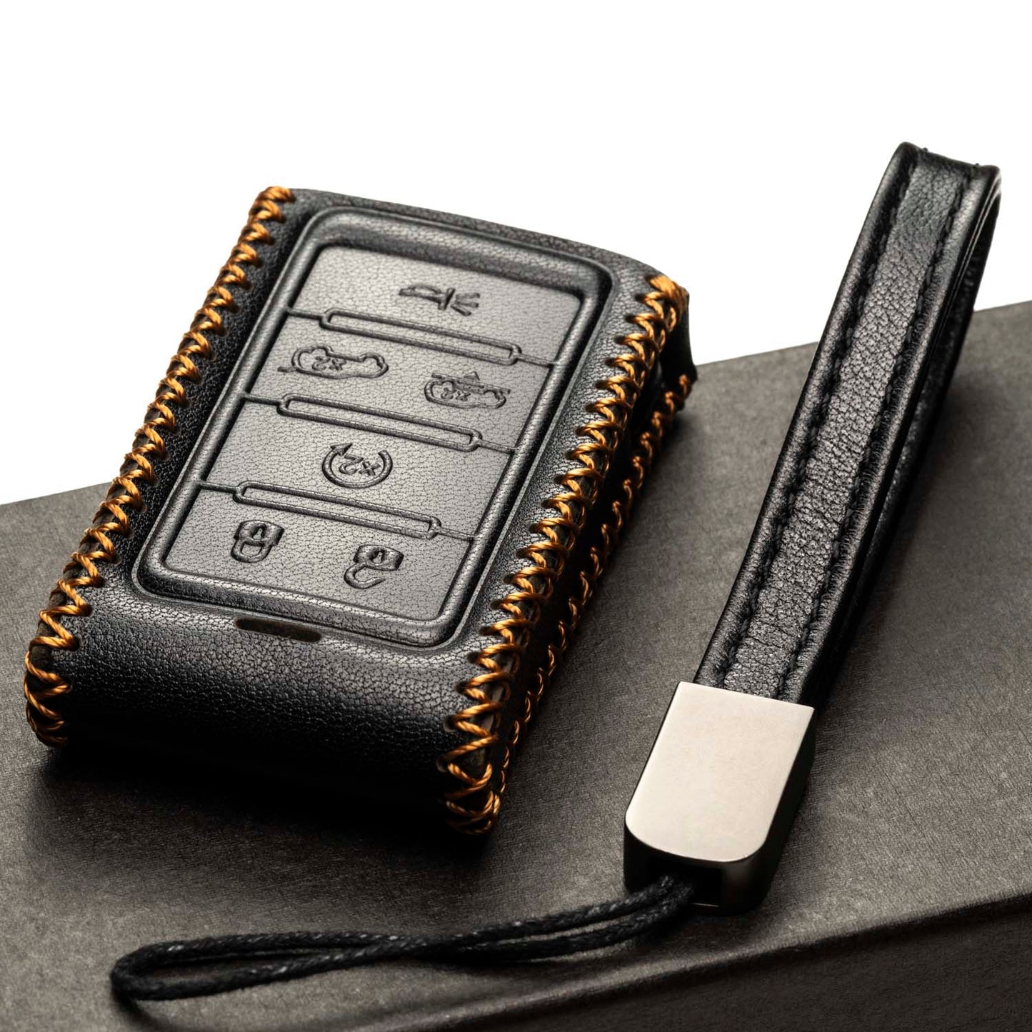Vitodeco Leather Key Fob Case Compatible for Jeep Wagoneer, Jeep Grand Wagoneer, Jeep Grand Cherokee 2022-2024, 6-Button