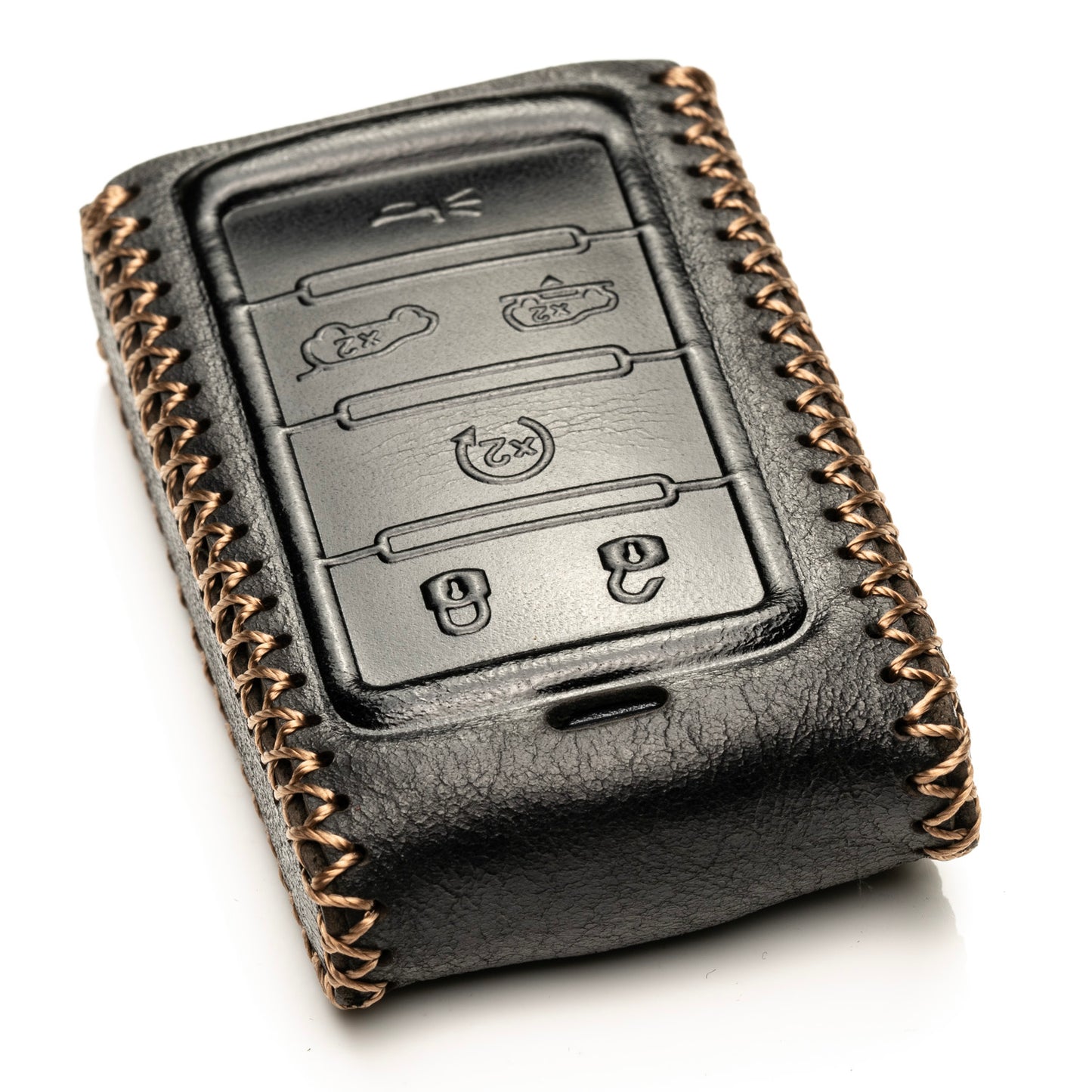 Vitodeco Superior Leather Key Fob Case Compatible for Jeep Wagoneer, Jeep Grand Wagoneer, Jeep Grand Cherokee 2022-2024, 6-Button