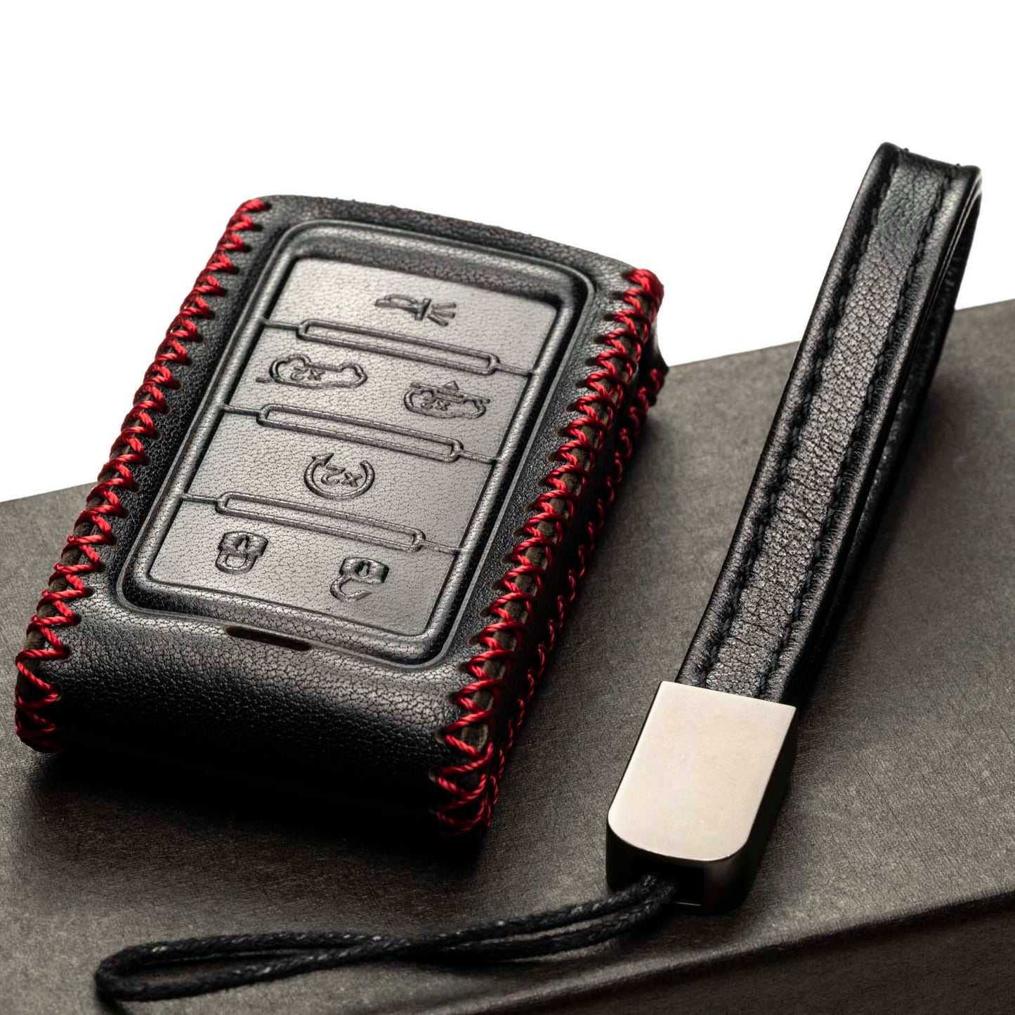 Vitodeco Leather Key Fob Case Compatible for Jeep Wagoneer, Jeep Grand Wagoneer, Jeep Grand Cherokee 2022-2024, 6-Button