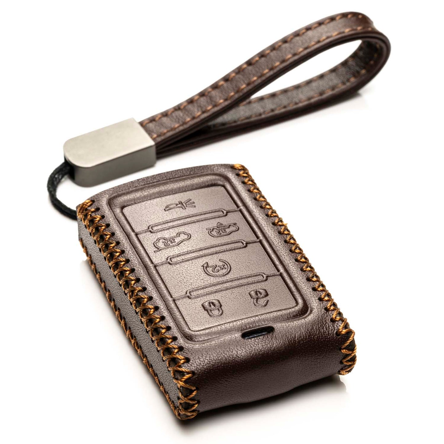 Vitodeco Leather Key Fob Case Compatible for Jeep Wagoneer, Jeep Grand Wagoneer, Jeep Grand Cherokee 2022-2024, 6-Button