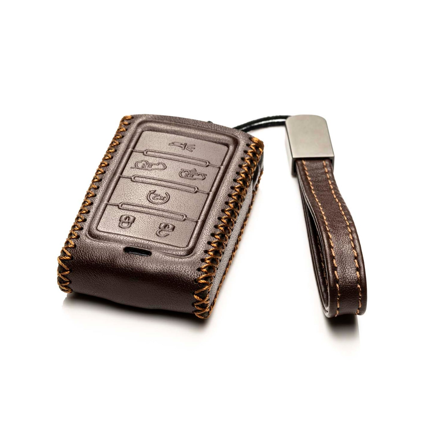 Vitodeco Leather Key Fob Case Compatible for Jeep Wagoneer, Jeep Grand Wagoneer, Jeep Grand Cherokee 2022-2024, 6-Button