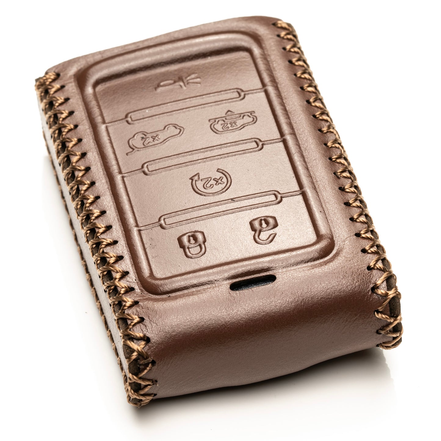 Vitodeco Superior Leather Key Fob Case Compatible for Jeep Wagoneer, Jeep Grand Wagoneer, Jeep Grand Cherokee 2022-2024, 6-Button