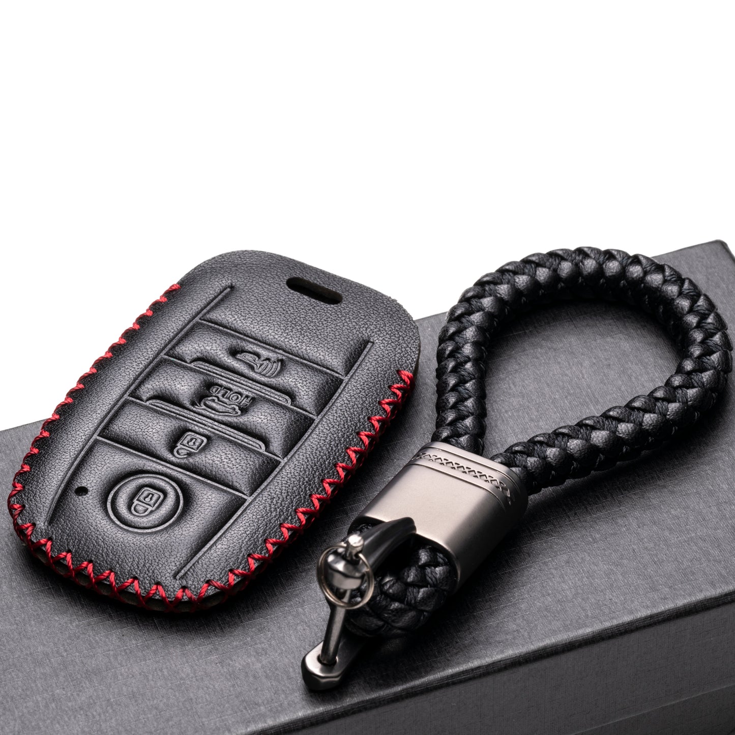 Vitodeco Leather Key Fob Case Compatible for KIA, 4-Button