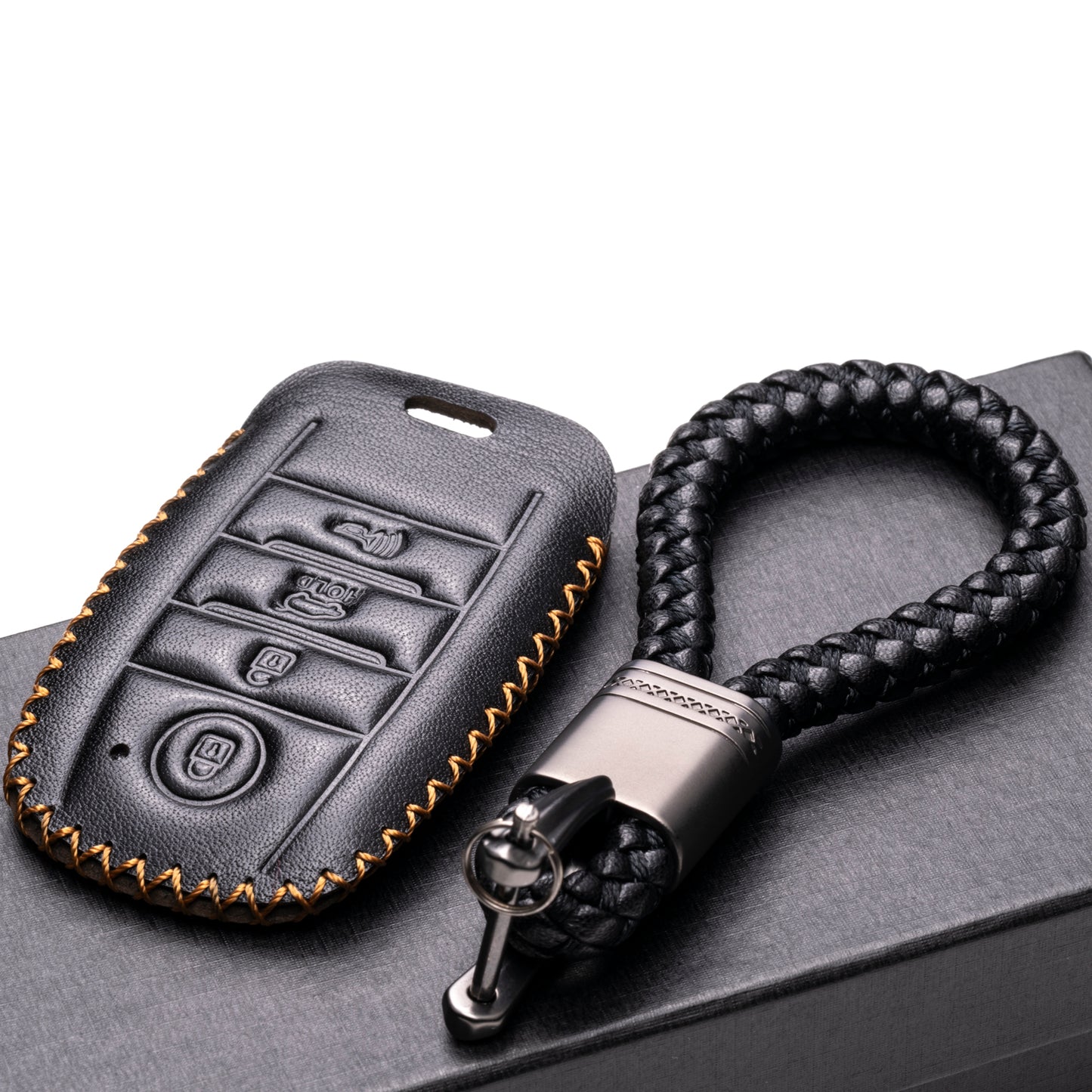Vitodeco Leather Key Fob Case Compatible for KIA, 4-Button