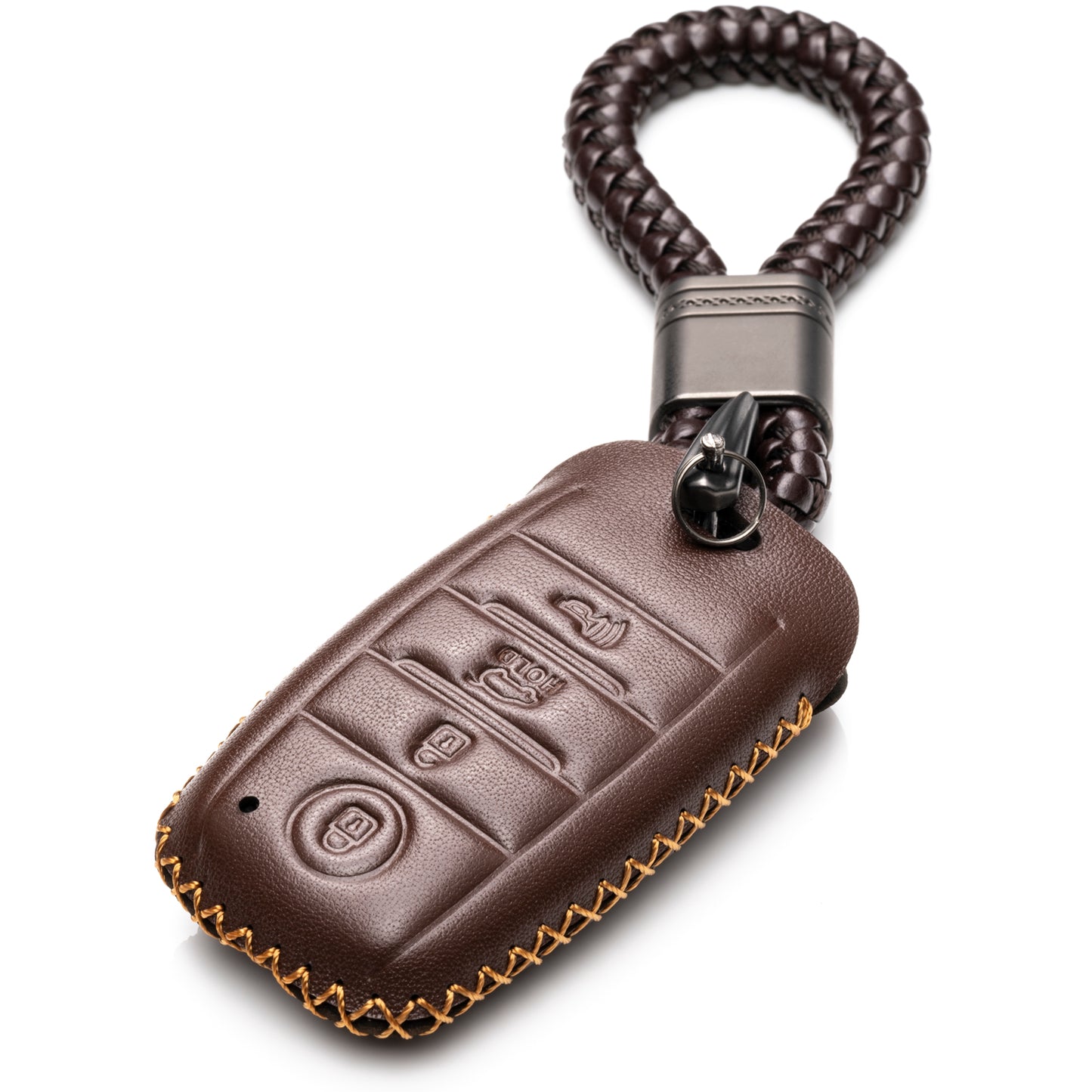 Vitodeco Leather Key Fob Case Compatible for KIA, 4-Button