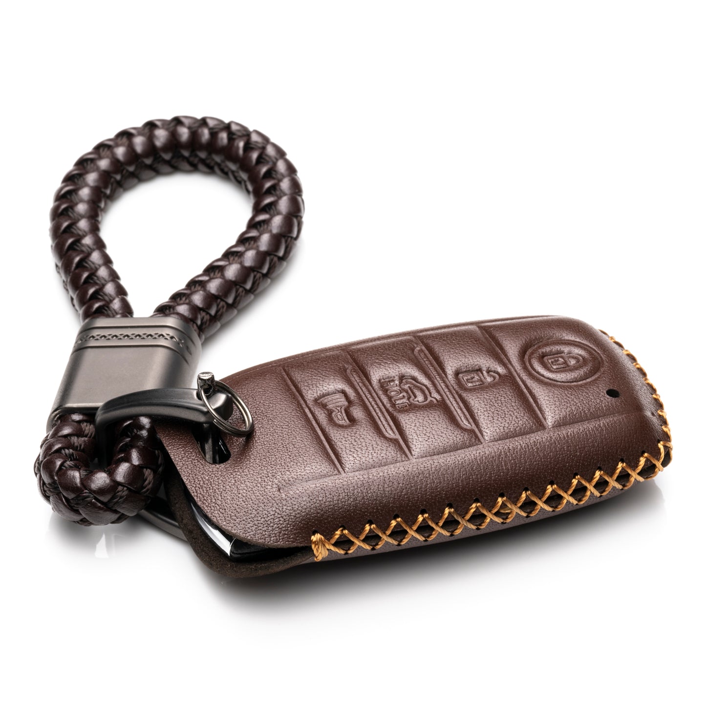 Vitodeco Leather Key Fob Case Compatible for KIA, 4-Button