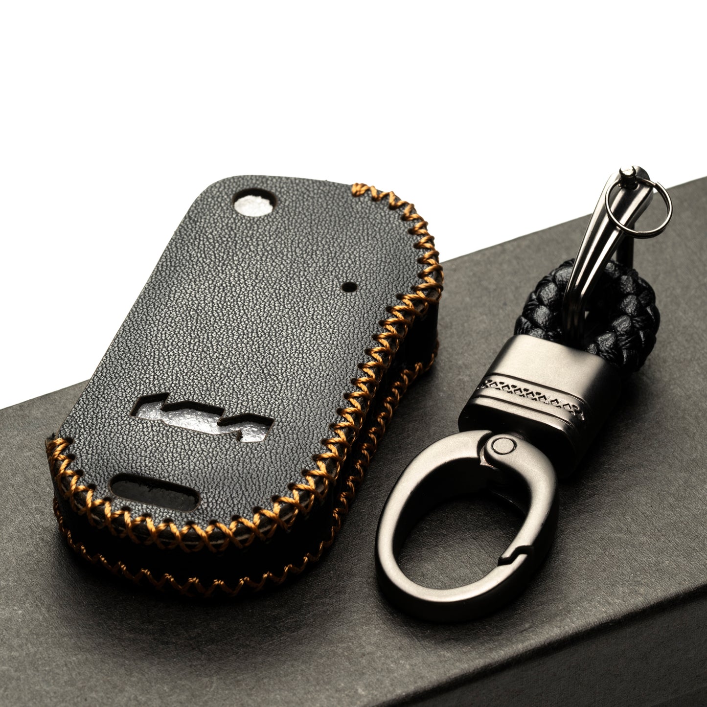 Vitodeco 4-Button Genuine Leather Flip Key Fob Case Cover Compatible with KIA New Emblem 2021-2024