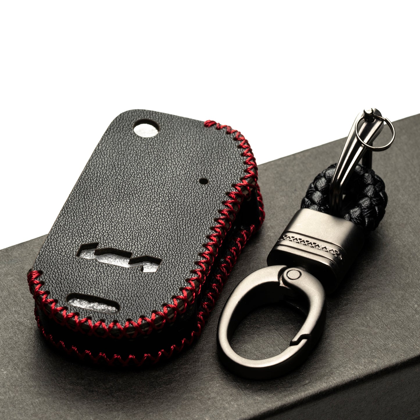 Vitodeco 4-Button Genuine Leather Flip Key Fob Case Cover Compatible with KIA New Emblem 2021-2024