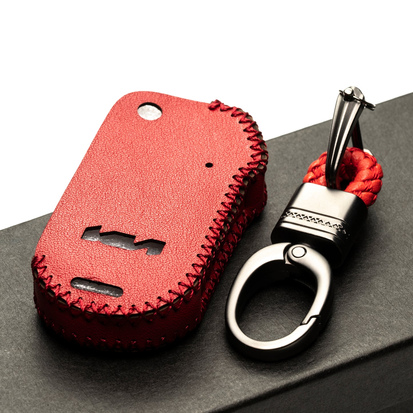 Vitodeco 4-Button Genuine Leather Flip Key Fob Case Cover Compatible with KIA New Emblem 2021-2024