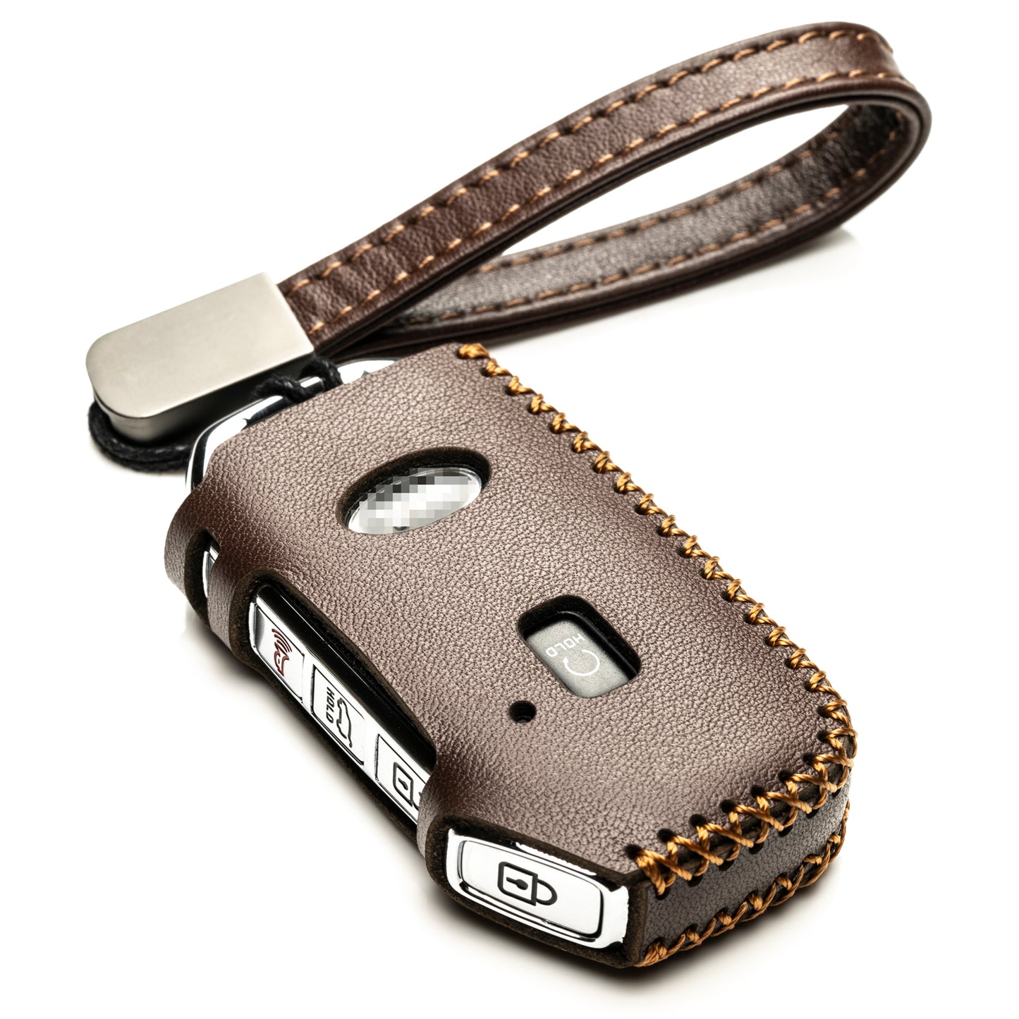Vitodeco Leather Key Fob Case Compatible for Kia Soul, Seltos, Sportage, NIRO, Sorento, Telluride, Rio, Forte, K5, Stinger 2019-2022, 5-Button