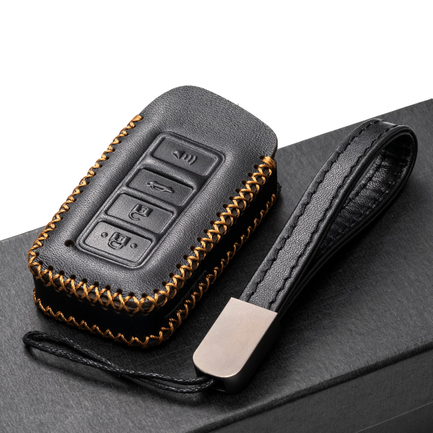 Vitodeco Leather Key Fob Case Compatible for 2014-2021 Lexus UX, NX, RX, GX, LX, is, ES, GS, LS, 4-Button