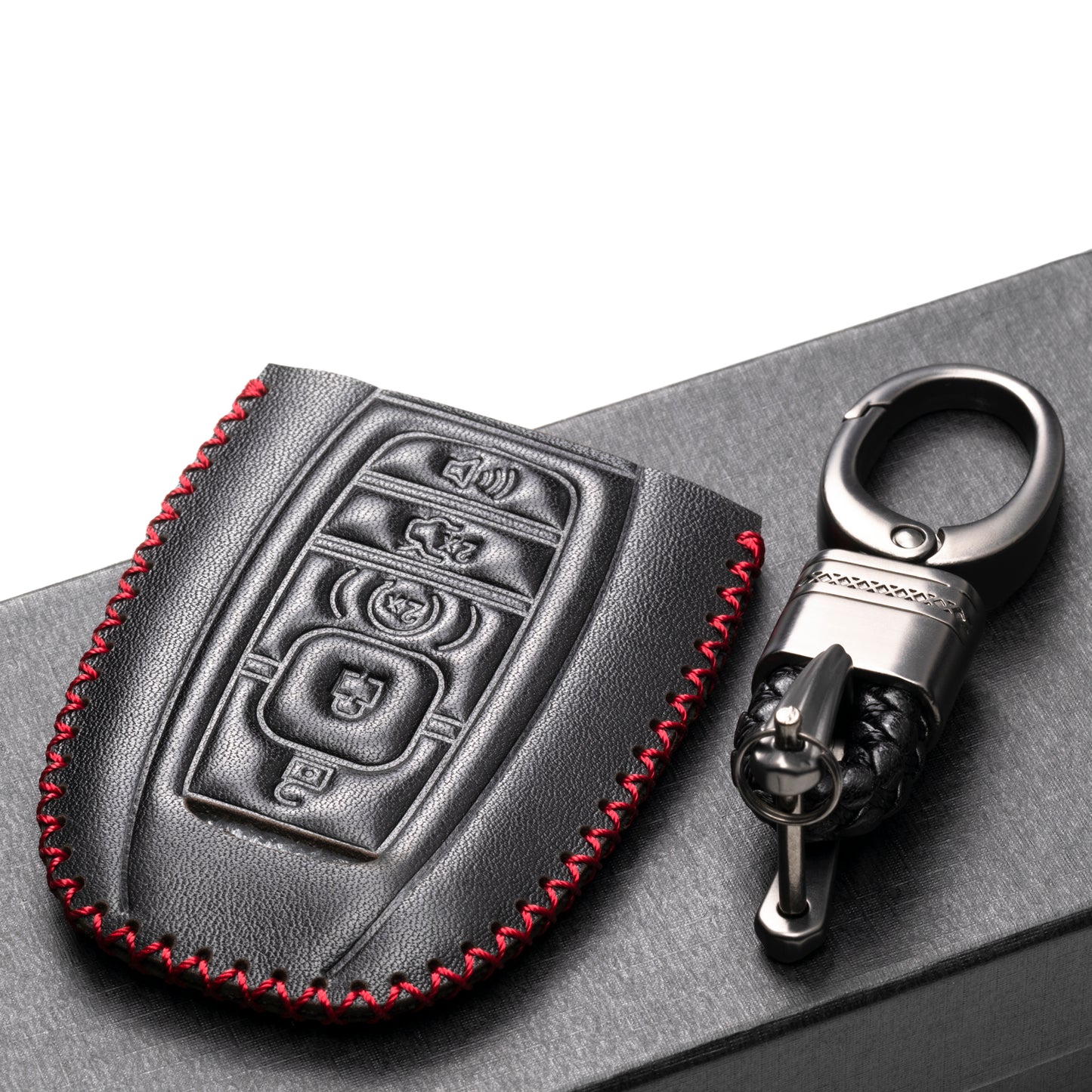 Vitodeco Leather Key Fob Case Compatible for Lincoln Continental, MKC, MKZ, MKX 2017-2022, Lincoln Navigator 2018-2022, Lincoln Nautilus 2020-2022, 5-Button