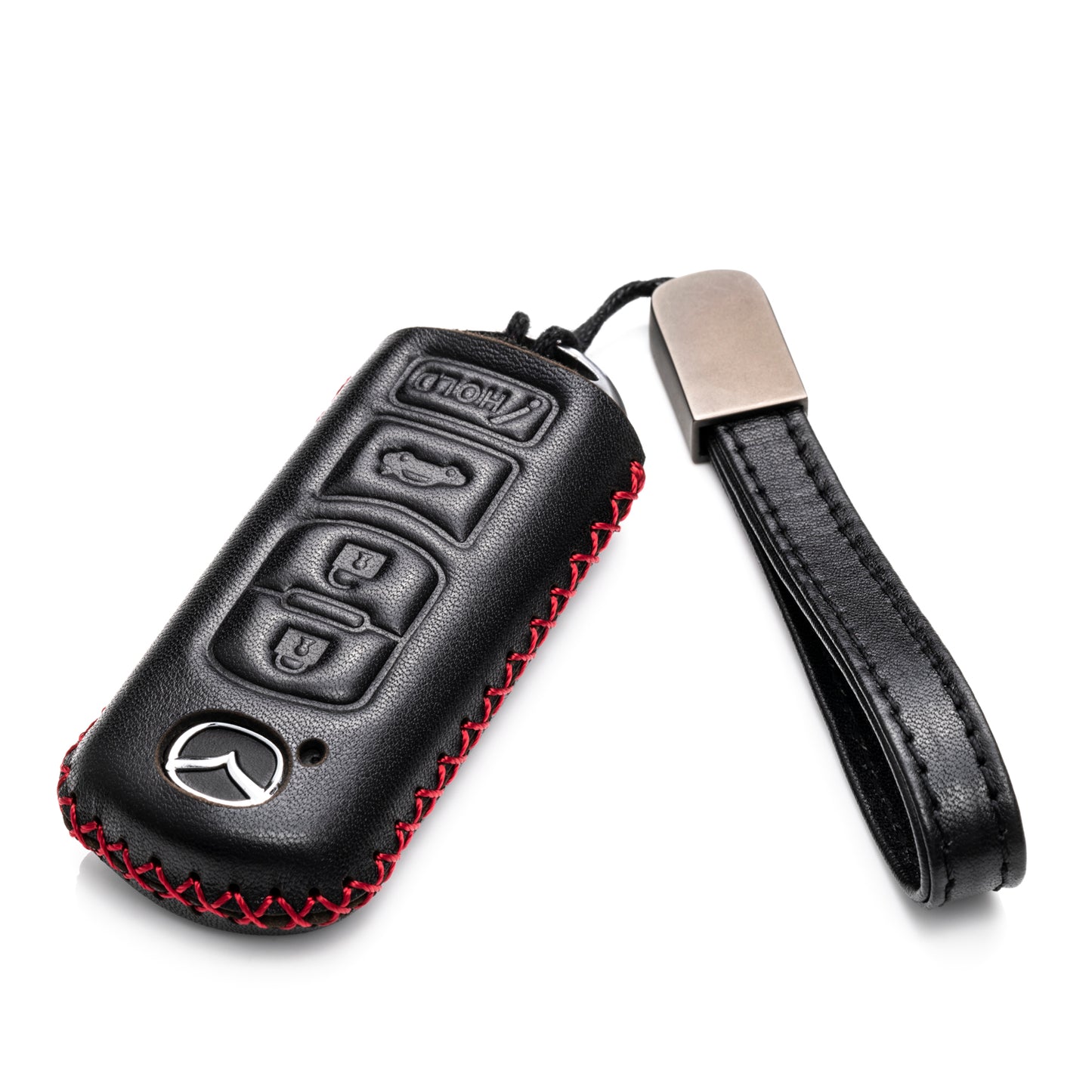 Vitodeco Leather Key Fob Case Compatible for Mazda 3, 6, CX-5, CX-7, CX-9, MX-5 Miata, Atenza Axela, 4-Button