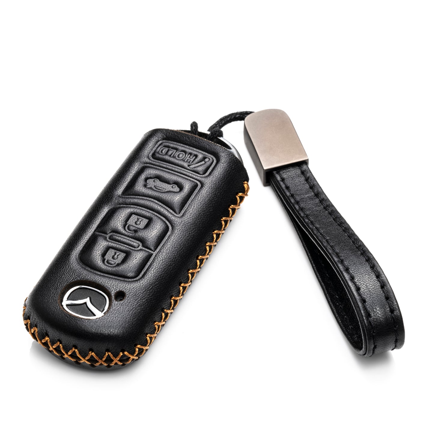 Vitodeco Leather Key Fob Case Compatible for Mazda 3, 6, CX-5, CX-7, CX-9, MX-5 Miata, Atenza Axela, 4-Button