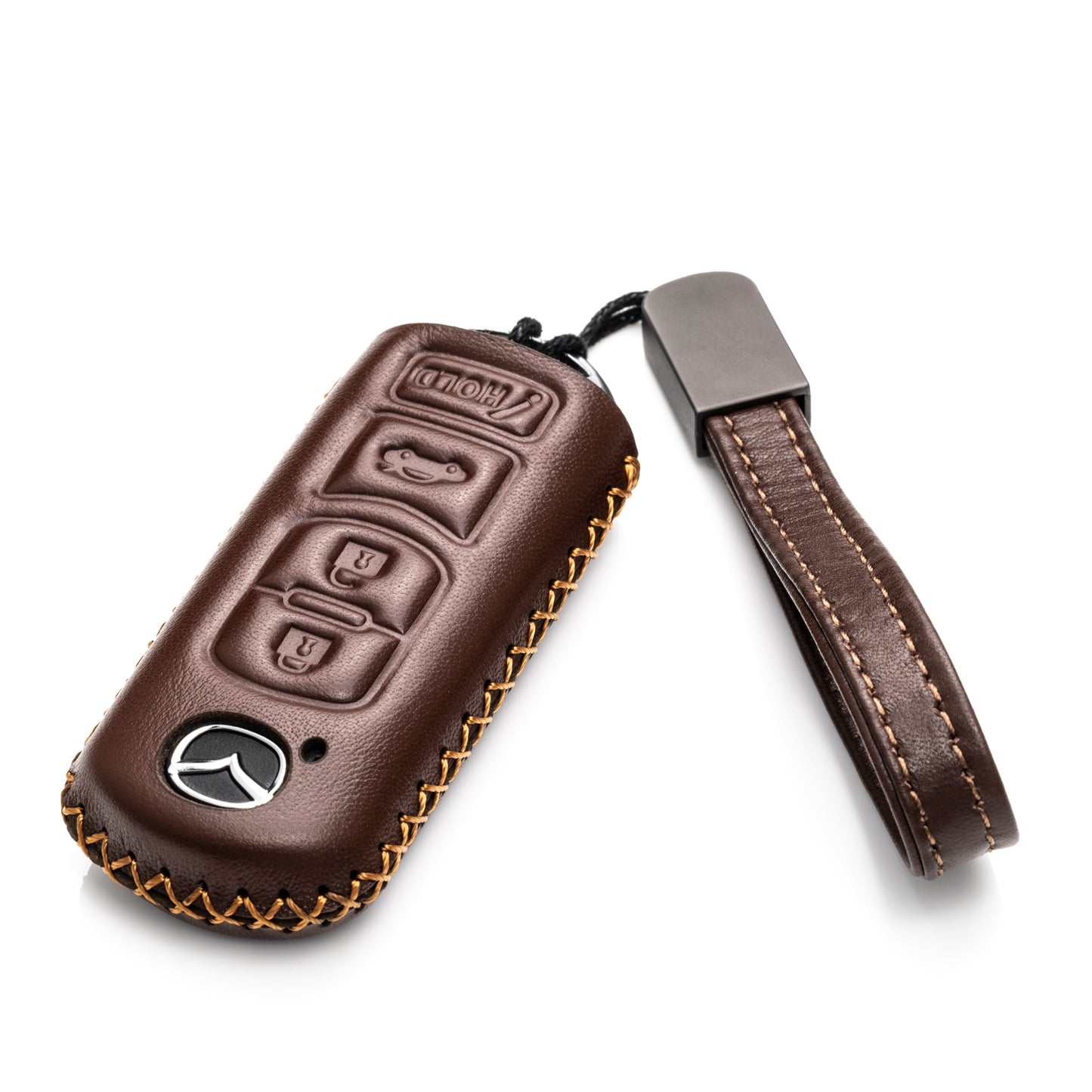 Vitodeco Leather Key Fob Case Compatible for Mazda 3, 6, CX-5, CX-7, CX-9, MX-5 Miata, Atenza Axela, 4-Button