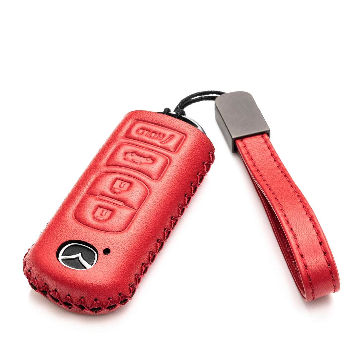 Vitodeco Leather Key Fob Case Compatible for Mazda 3, 6, CX-5, CX-7, CX-9, MX-5 Miata, Atenza Axela, 4-Button