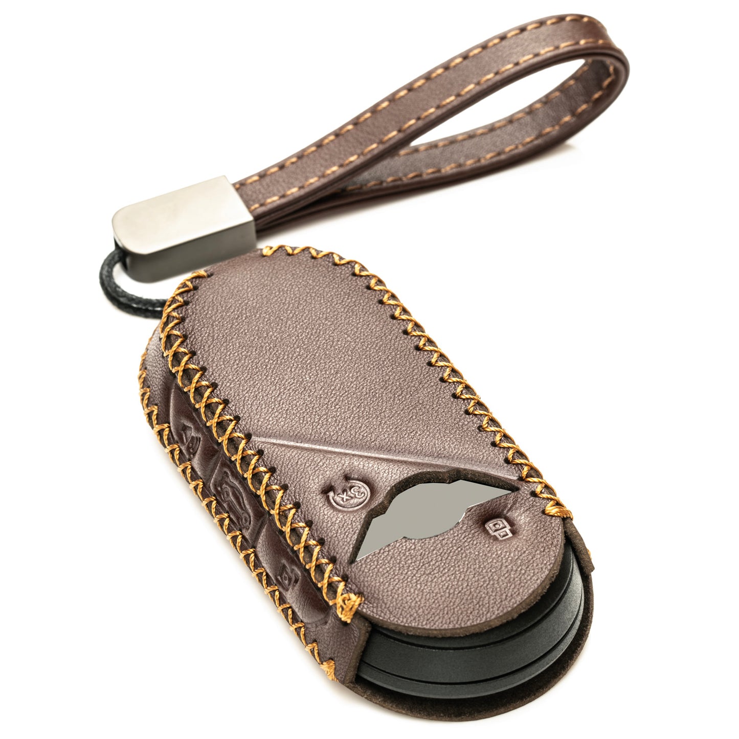 Vitodeco Genuine Leather Smart Key Fob Cover Compatible with Mini Countryman S ALL4, Countryman SE ALL4, Cooper 2 Door, Cooper S 4 Door, Convertible, 4-Button