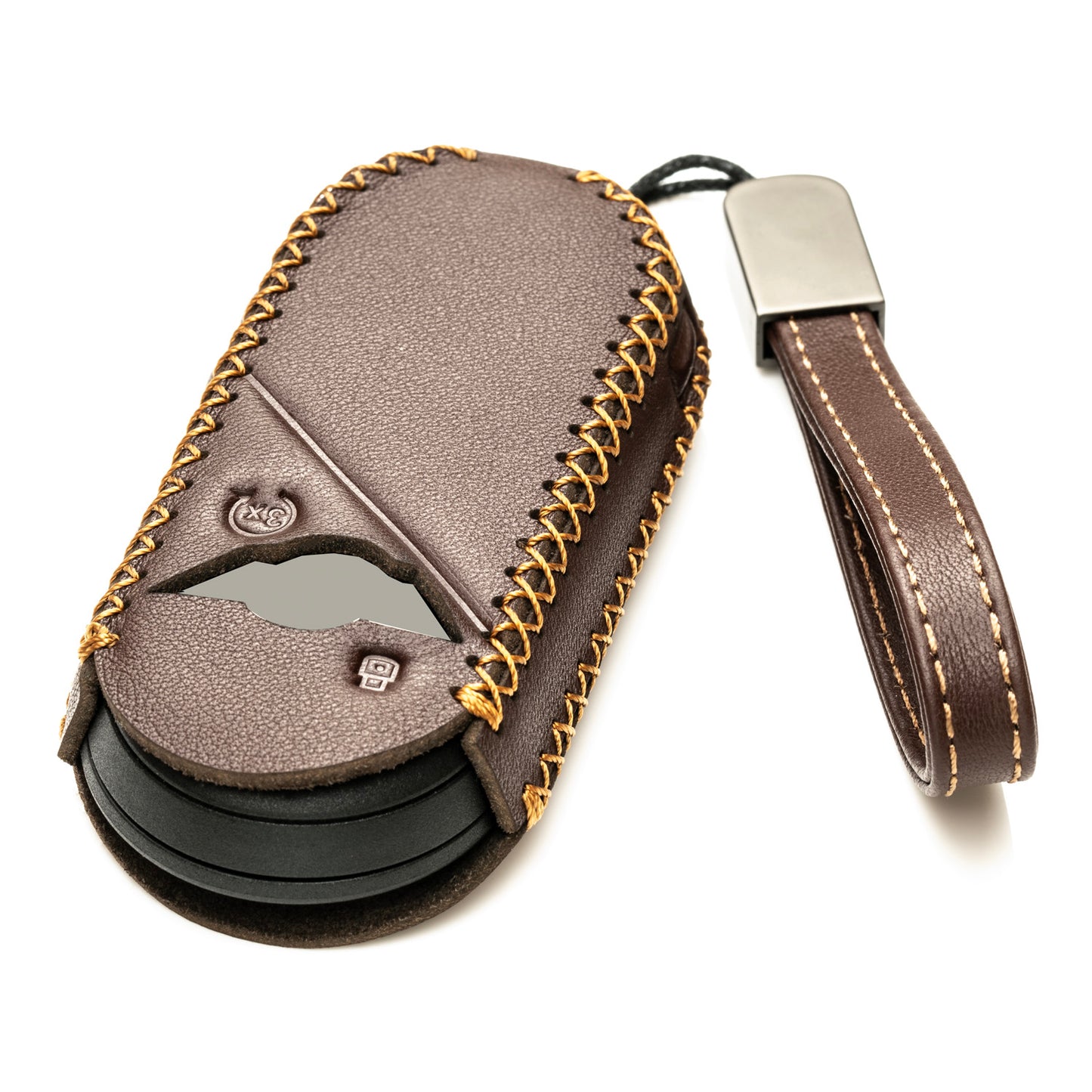 Vitodeco Genuine Leather Smart Key Fob Cover Compatible with Mini Countryman S ALL4, Countryman SE ALL4, Cooper 2 Door, Cooper S 4 Door, Convertible, 4-Button