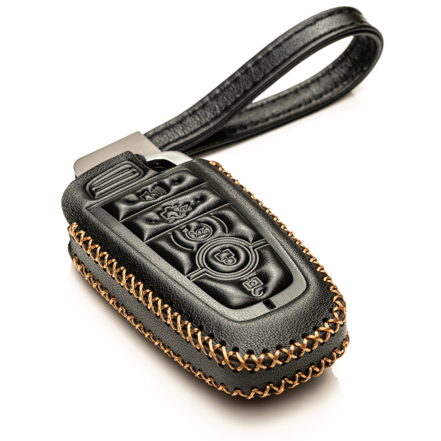 Vitodeco Genuine Leather Smart Key Fob Case Compatible with Ford Mustang 2018-2025, Ford Mustang Mach-E 2021-2025, 5-Button