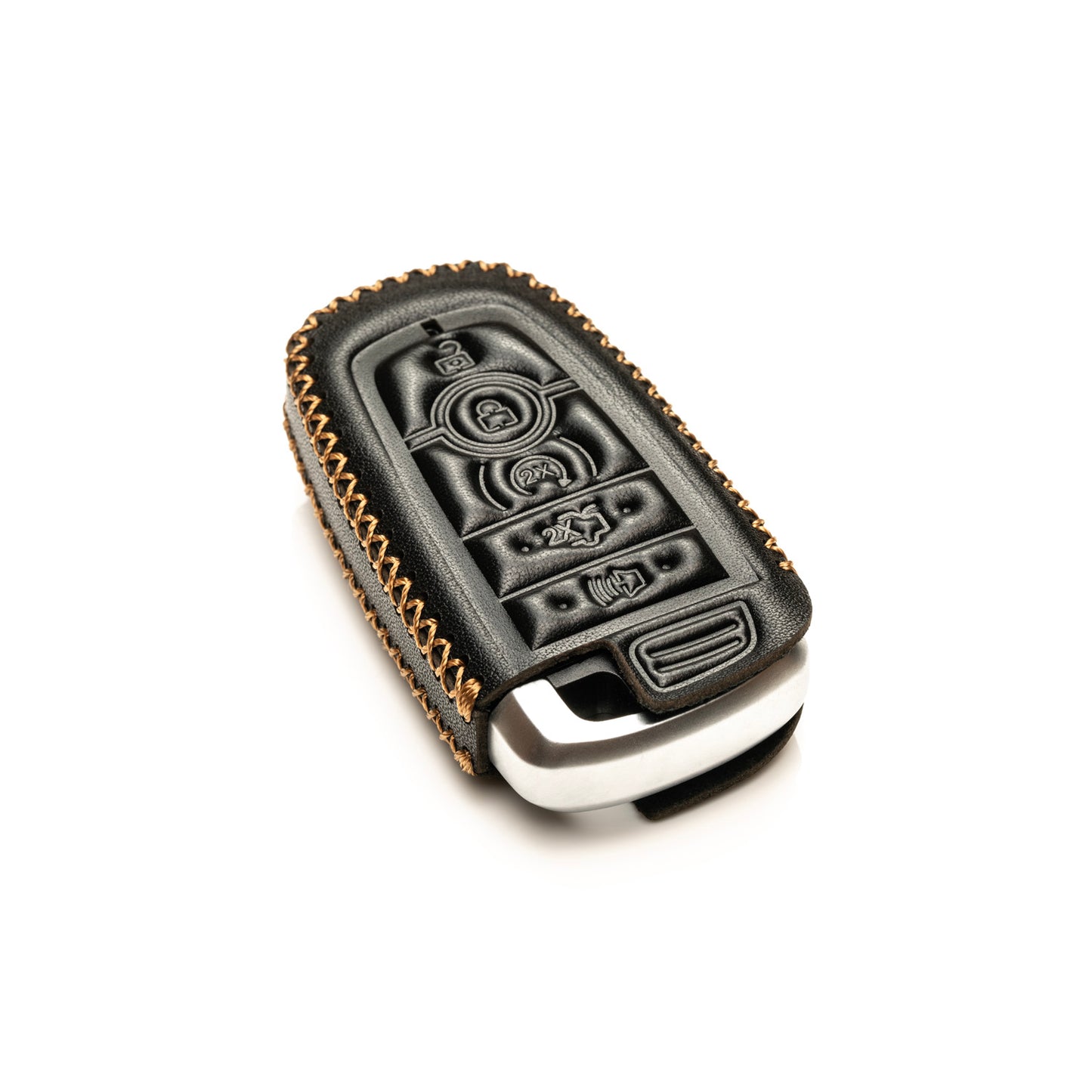 Vitodeco Genuine Leather Smart Key Fob Case Compatible with Ford Mustang 2018-2025, Ford Mustang Mach-E 2021-2025, 5-Button