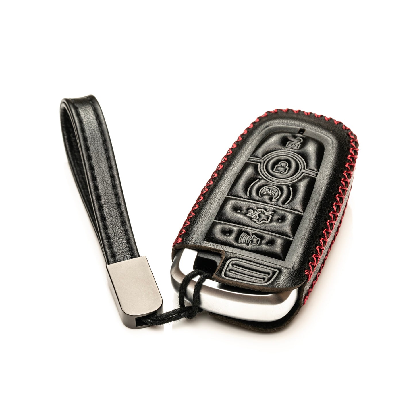 Vitodeco Genuine Leather Smart Key Fob Case Compatible with Ford Mustang 2018-2025, Ford Mustang Mach-E 2021-2025, 5-Button