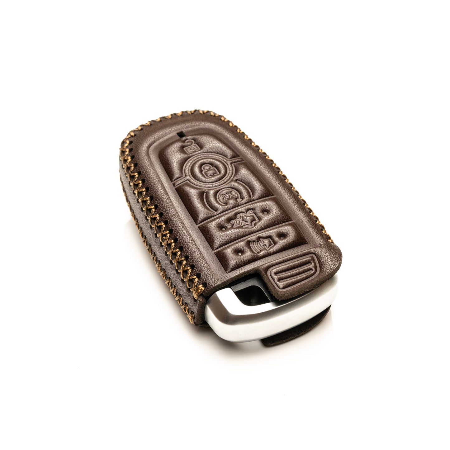 Vitodeco Genuine Leather Smart Key Fob Case Compatible with Ford Mustang 2018-2025, Ford Mustang Mach-E 2021-2025, 5-Button