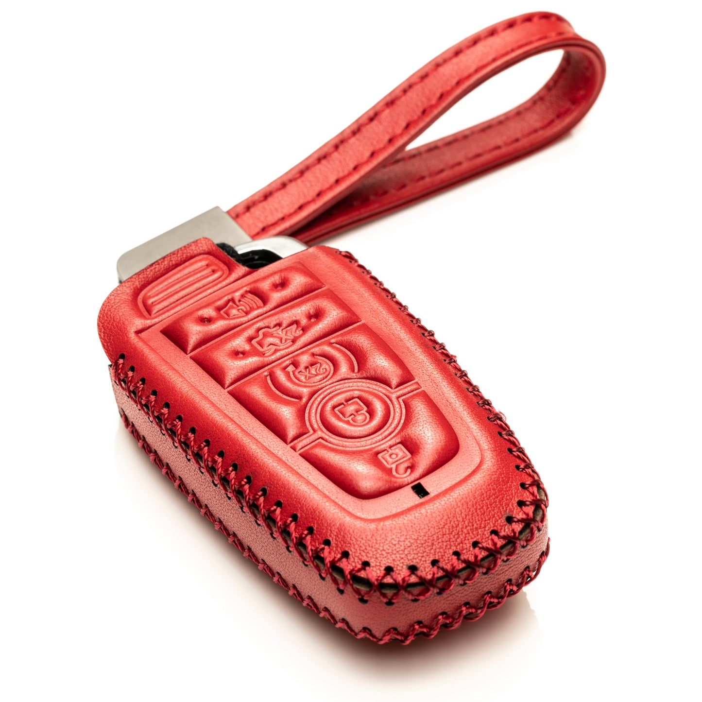 Vitodeco Genuine Leather Smart Key Fob Case Compatible with Ford Mustang 2018-2025, Ford Mustang Mach-E 2021-2025, 5-Button