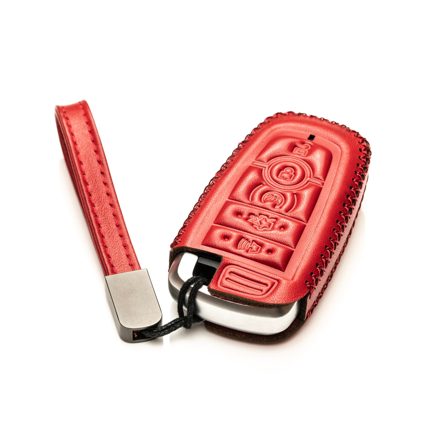 Vitodeco Genuine Leather Smart Key Fob Case Compatible with Ford Mustang 2018-2025, Ford Mustang Mach-E 2021-2025, 5-Button