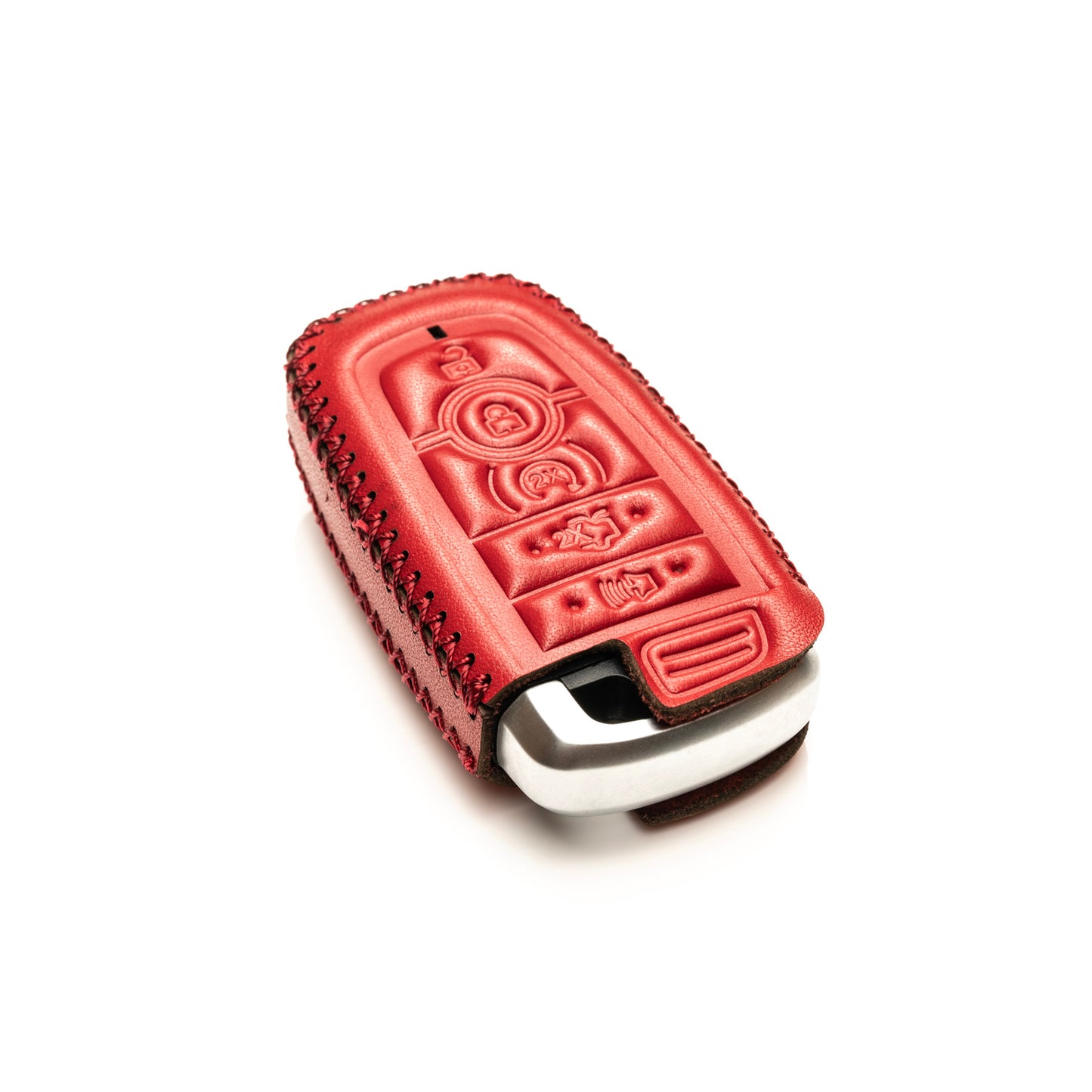 Vitodeco Genuine Leather Smart Key Fob Case Compatible with Ford Mustang 2018-2025, Ford Mustang Mach-E 2021-2025, 5-Button
