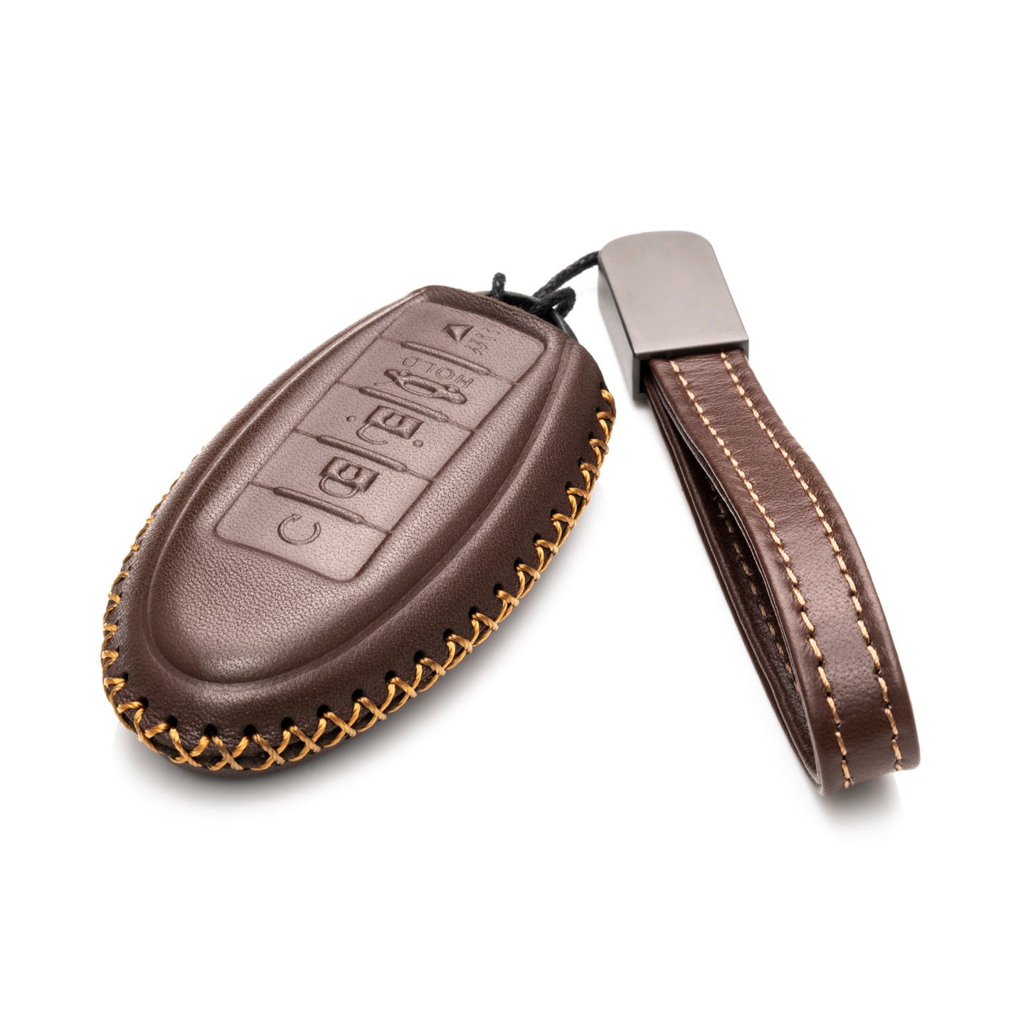 Vitodeco Leather Key Fob Case Compatible for Nissan Versa, Sentra, Altima, Maxima, Rogue 2007-2024, 5-Button