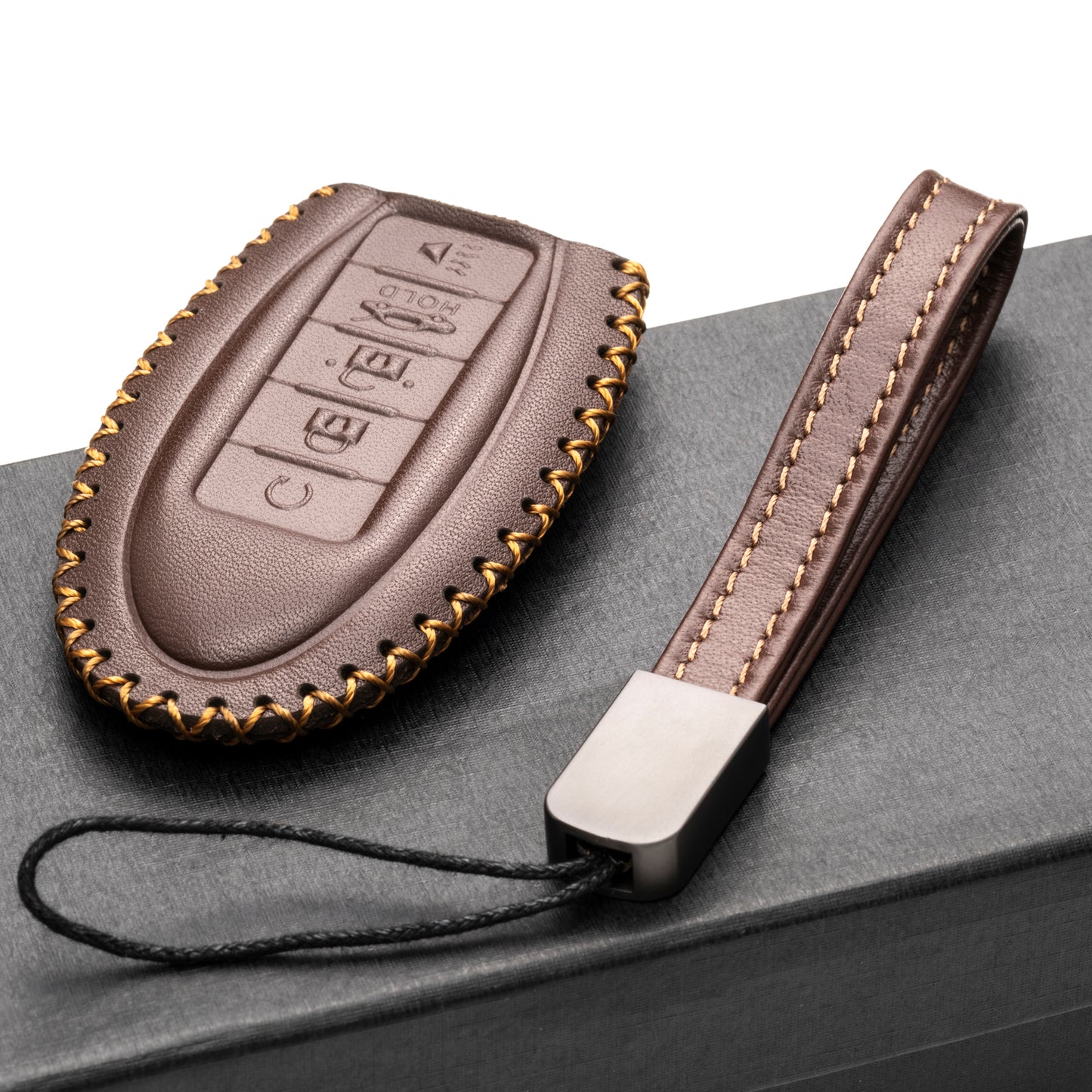 Vitodeco Leather Key Fob Case Compatible for Nissan Versa, Sentra, Altima, Maxima, Rogue 2007-2024, 5-Button