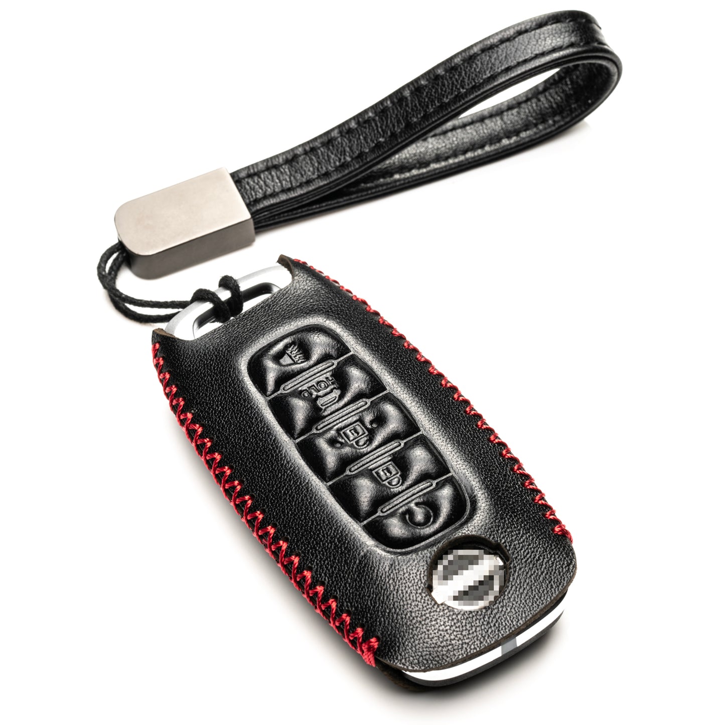 Vitodeco Genuine Leather Smart Key Fob Case Compatible with Nissan Sentra, Versa, Rogue, Pathfinder, Murano, Kicks, Ariya, Armada, 5-Button