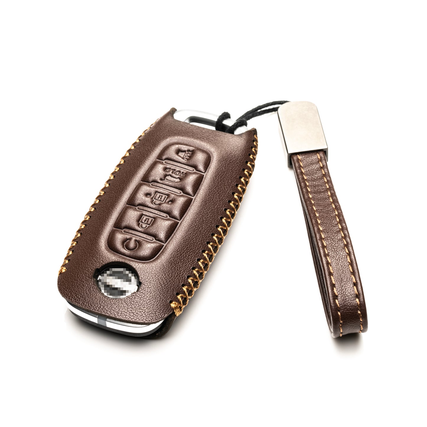Vitodeco Genuine Leather Smart Key Fob Case Compatible with Nissan Sentra, Versa, Rogue, Pathfinder, Murano, Kicks, Ariya, Armada, 5-Button