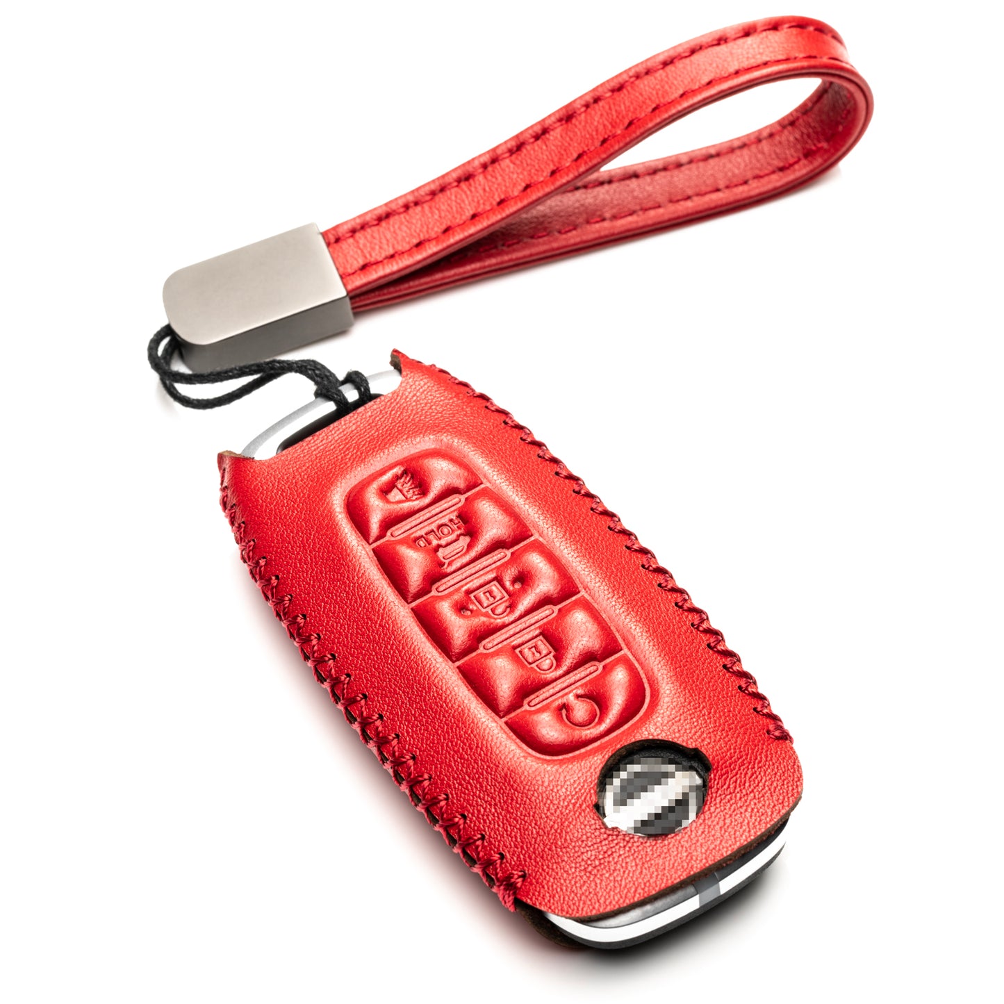 Vitodeco Genuine Leather Smart Key Fob Case Compatible with Nissan Sentra, Versa, Rogue, Pathfinder, Murano, Kicks, Ariya, Armada, 5-Button