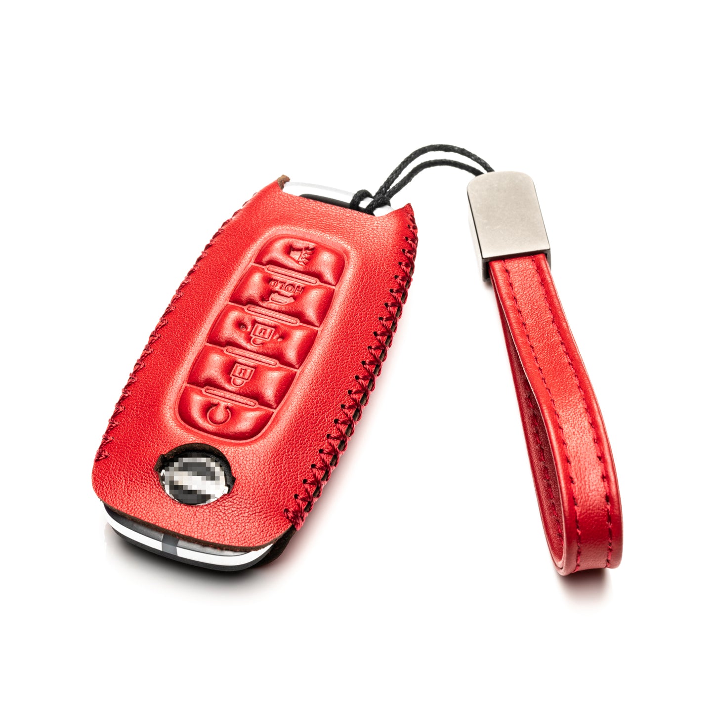 Vitodeco Genuine Leather Smart Key Fob Case Compatible with Nissan Sentra, Versa, Rogue, Pathfinder, Murano, Kicks, Ariya, Armada, 5-Button