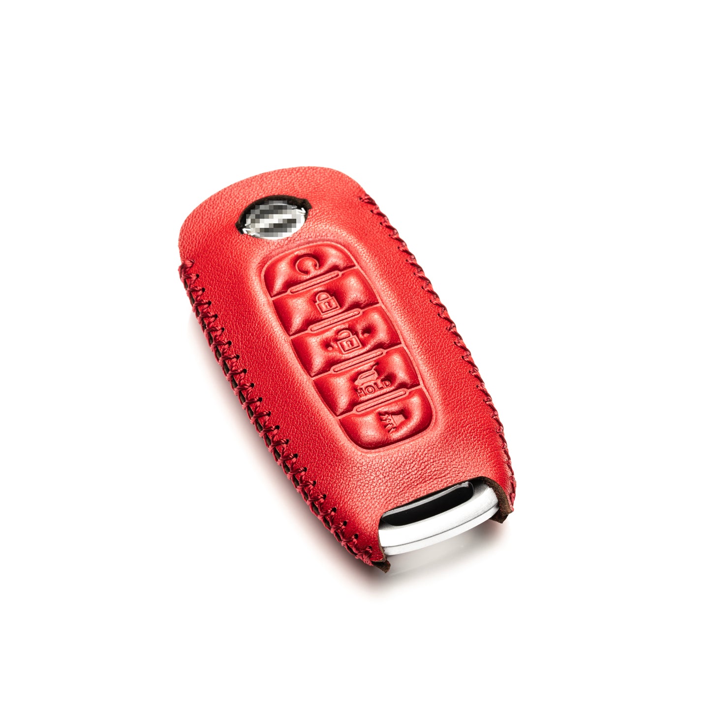 Vitodeco Genuine Leather Smart Key Fob Case Compatible with Nissan Sentra, Versa, Rogue, Pathfinder, Murano, Kicks, Ariya, Armada, 5-Button