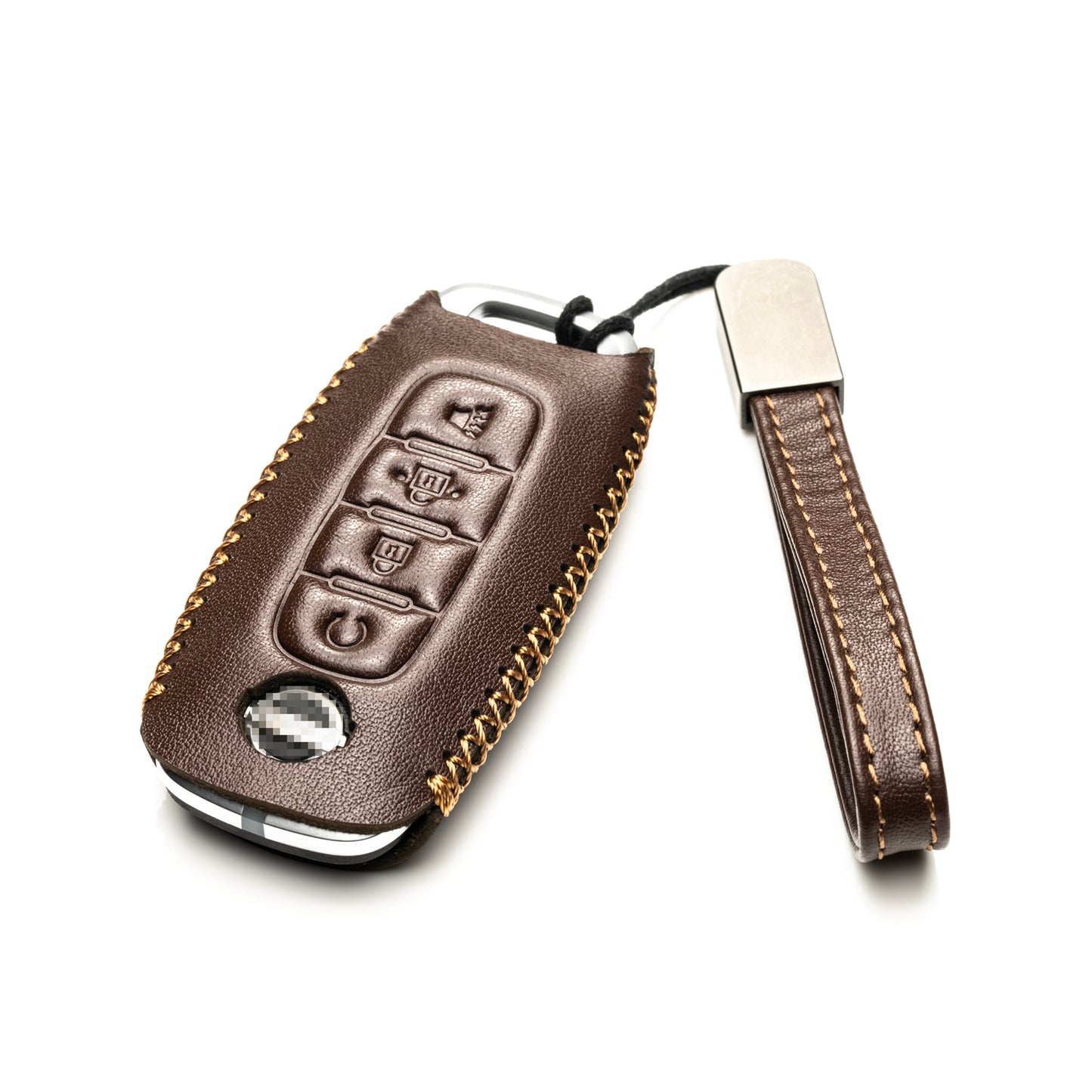 Vitodeco Genuine Leather Smart Key Fob Case Compatible with Nissan Sentra, Versa, Rogue, Pathfinder, Murano, Kicks, Ariya, Armada, Remote Start