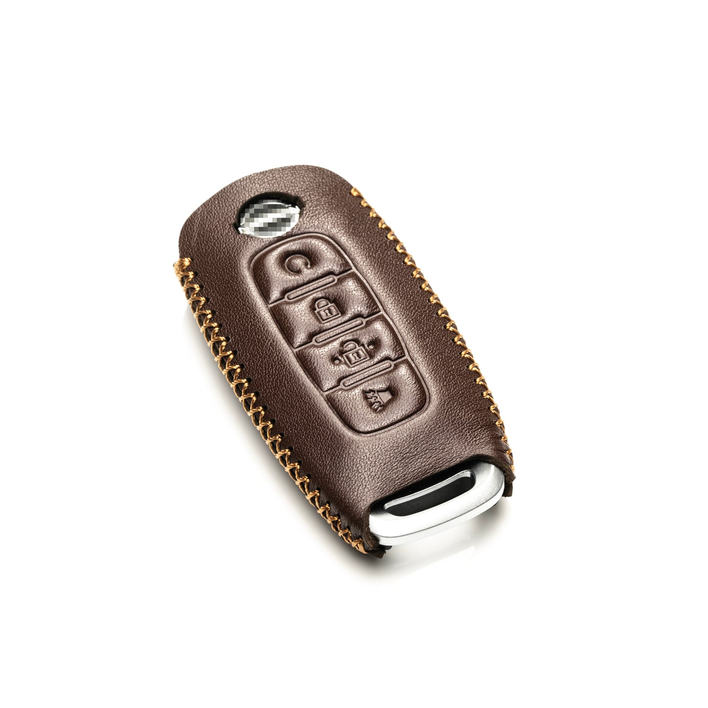 Vitodeco Genuine Leather Smart Key Fob Case Compatible with Nissan Sentra, Versa, Rogue, Pathfinder, Murano, Kicks, Ariya, Armada, Remote Start