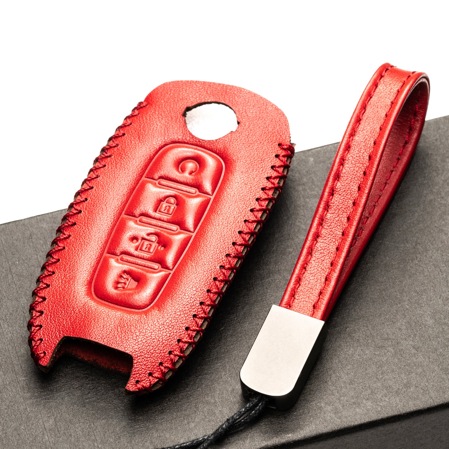 Vitodeco Genuine Leather Smart Key Fob Case Compatible with Nissan Sentra, Versa, Rogue, Pathfinder, Murano, Kicks, Ariya, Armada, Remote Start